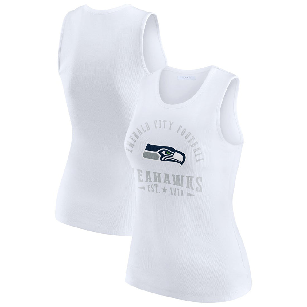 Seattle Seahawks WEAR by Erin Andrews Women's Ribbed Graphic Tank Top White - NFL