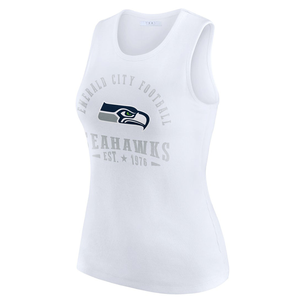 Seattle Seahawks WEAR by Erin Andrews Women's Ribbed Graphic Tank Top White - NFL
