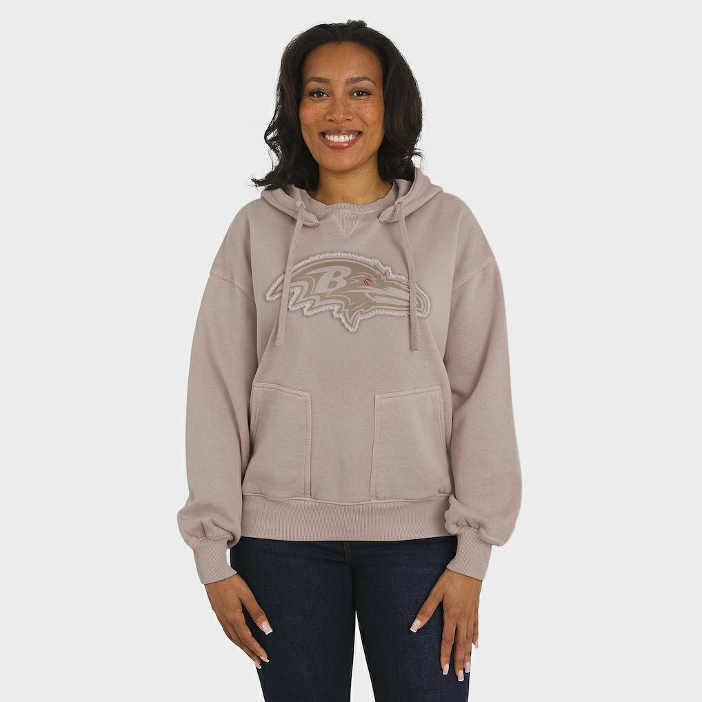 Baltimore Ravens WEAR by Erin Andrews Women's Washed Pullover Crewdie Tan - NFL