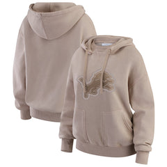 Detroit Lions WEAR by Erin Andrews Women's Washed Pullover Crewdie Tan - NFL