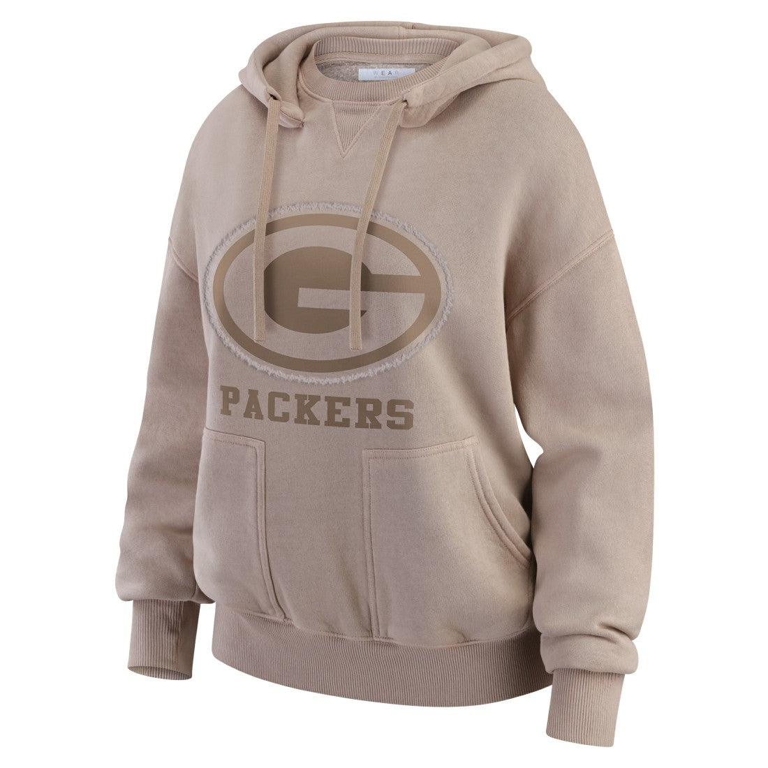Green Bay Packers WEAR by Erin Andrews Women's Washed Pullover Crewdie Tan - NFL