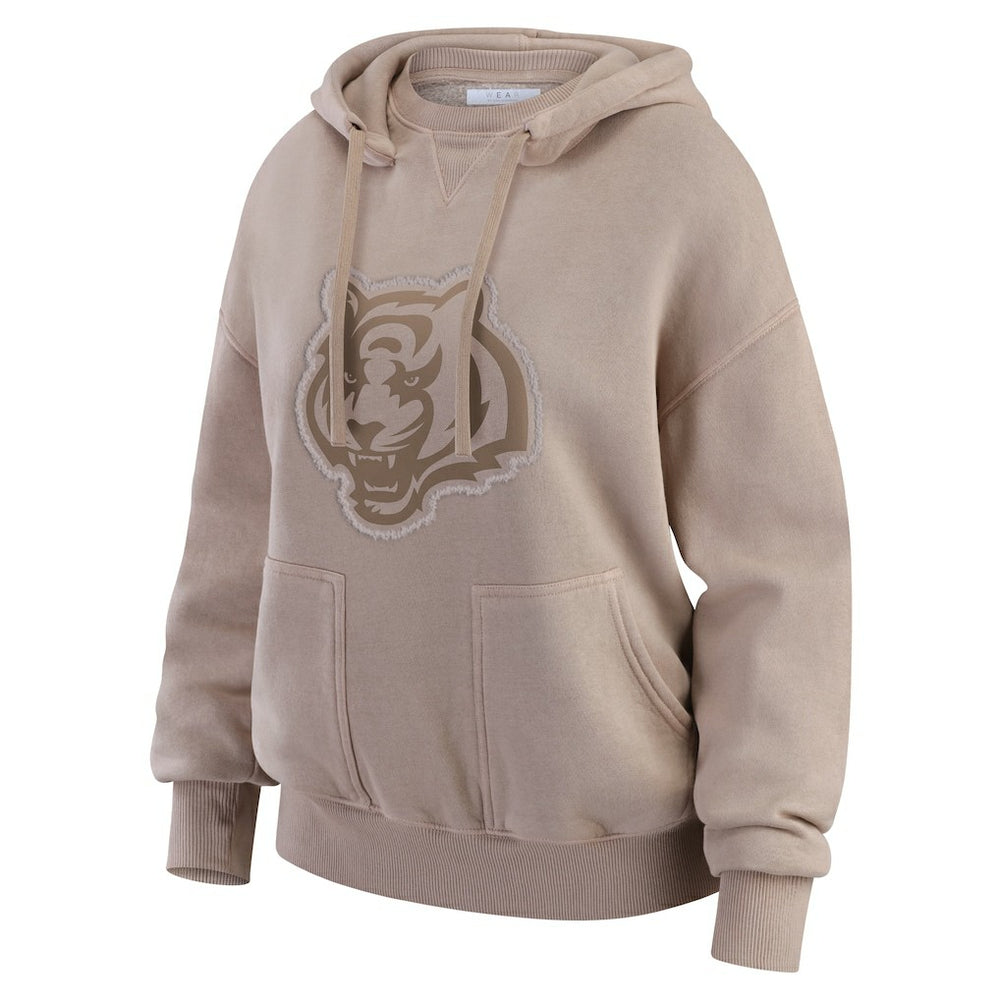 Cincinnati Bengals WEAR by Erin Andrews Women's Washed Pullover Crewdie Tan - NFL