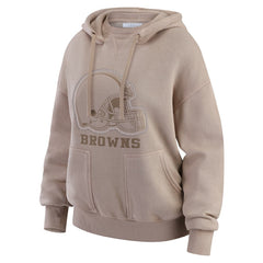 Cleveland Browns WEAR by Erin Andrews Women's Washed Pullover Crewdie Tan - NFL