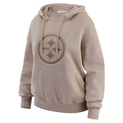 Pittsburgh Steelers WEAR by Erin Andrews Women's Washed Pullover Crewdie Tan - NFL