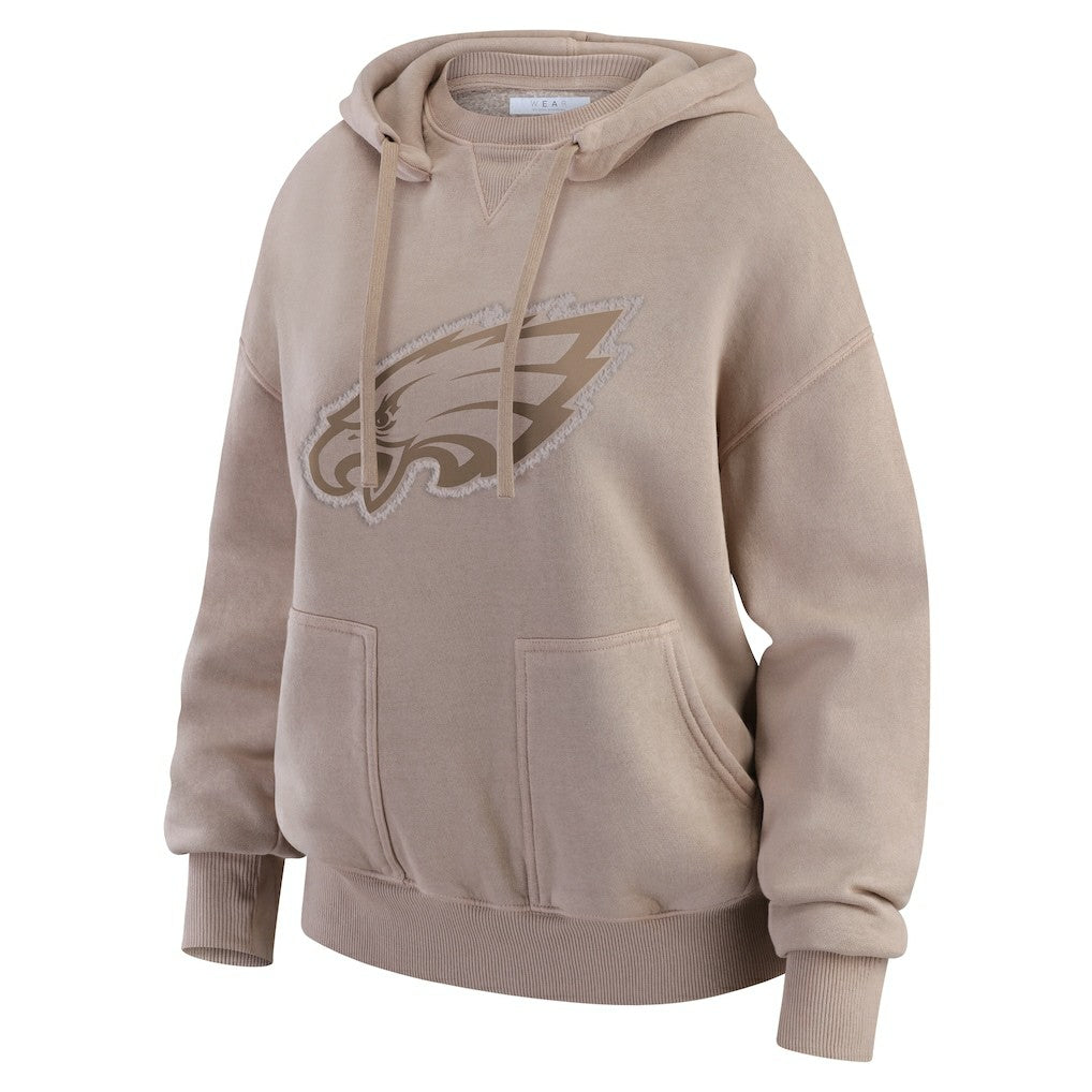 Philadelphia Eagles WEAR by Erin Andrews Women's Washed Pullover Crewdie Tan - NFL