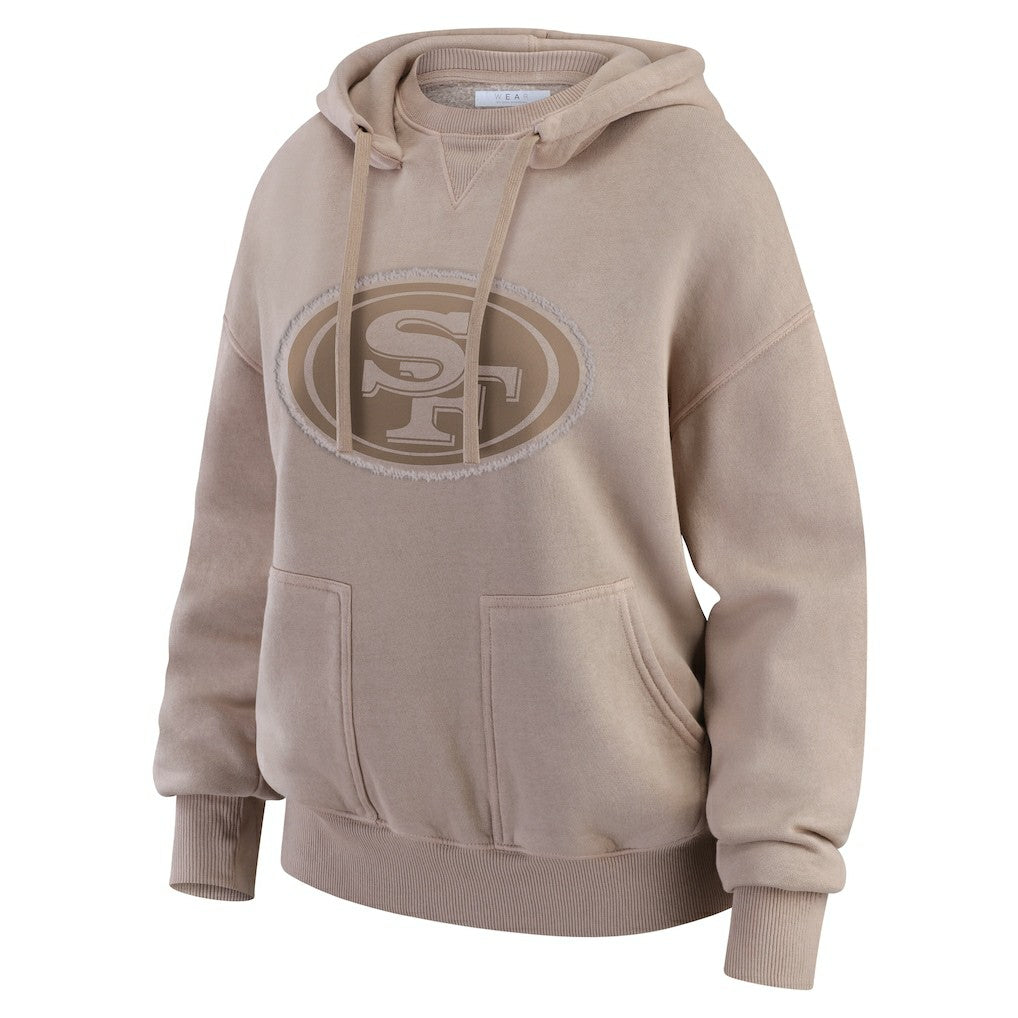 San Francisco 49ers WEAR by Erin Andrews Women's Washed Pullover Crewdie Tan - NFL