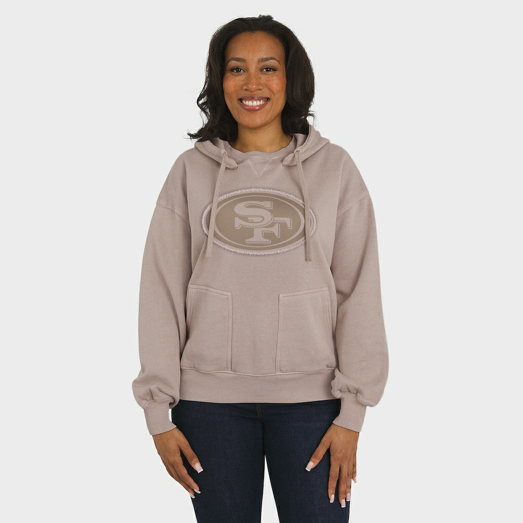 San Francisco 49ers WEAR by Erin Andrews Women's Washed Pullover Crewdie Tan - NFL