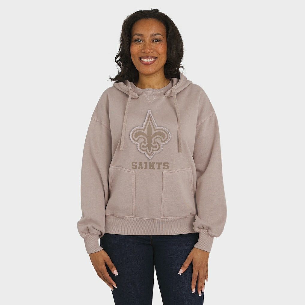 New Orleans Saints WEAR by Erin Andrews Women's Washed Pullover Crewdie Tan - NFL
