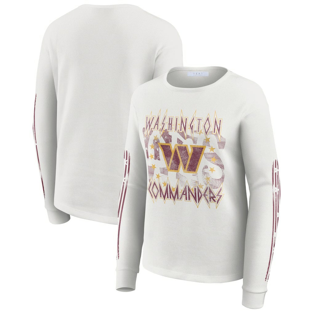 Washington Commanders WEAR by Erin Andrews Women's Graphic Waffle Long-Sleeve T-Shirt White - NFL