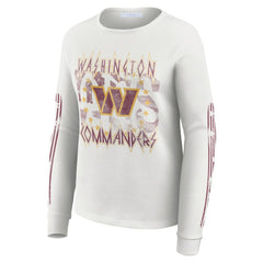 Washington Commanders WEAR by Erin Andrews Women's Graphic Waffle Long-Sleeve T-Shirt White - NFL