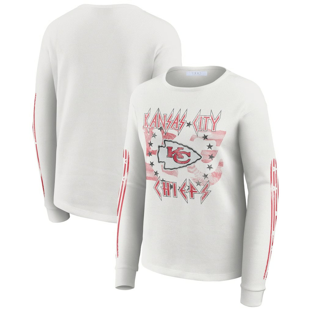 Kansas City Chiefs WEAR by Erin Andrews Women's Graphic Waffle Long-Sleeve T-Shirt White - NFL