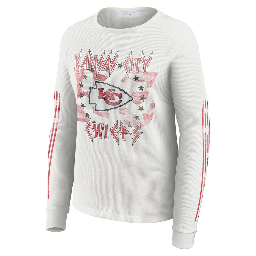 Kansas City Chiefs WEAR by Erin Andrews Women's Graphic Waffle Long-Sleeve T-Shirt White - NFL