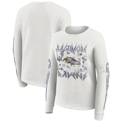 Baltimore Ravens WEAR by Erin Andrews Women's Graphic Waffle Long-Sleeve T-Shirt White - NFL