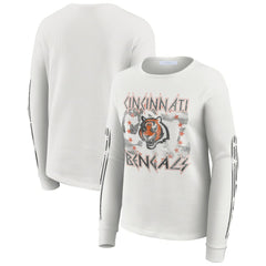 Cincinnati Bengals WEAR by Erin Andrews Women's Graphic Waffle Long-Sleeve T-Shirt White - NFL