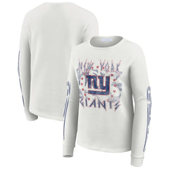 New York Giants WEAR by Erin Andrews Women's Graphic Waffle Long-Sleeve T-Shirt White - NFL