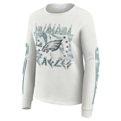 Philadelphia Eagles WEAR by Erin Andrews Women's Graphic Waffle Long-Sleeve T-Shirt White - NFL