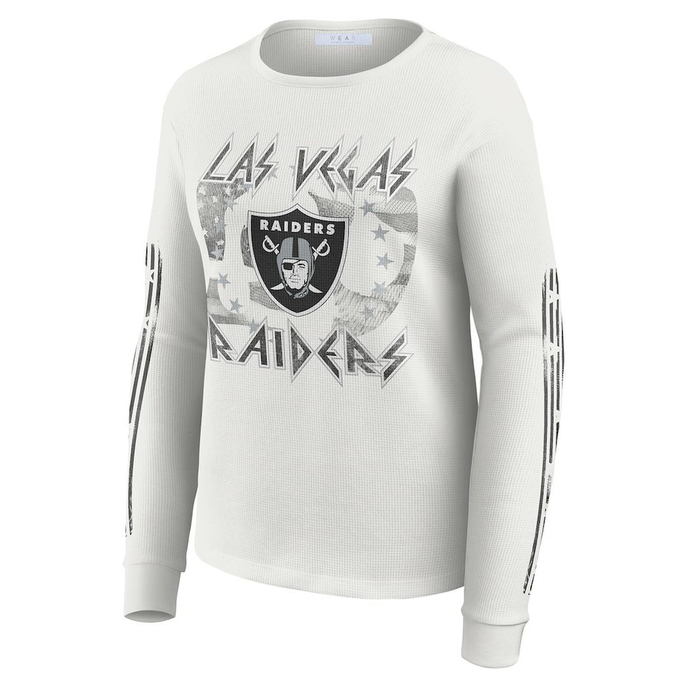 Las Vegas Raiders WEAR by Erin Andrews Women's Graphic Waffle Long-Sleeve T-Shirt White - NFL