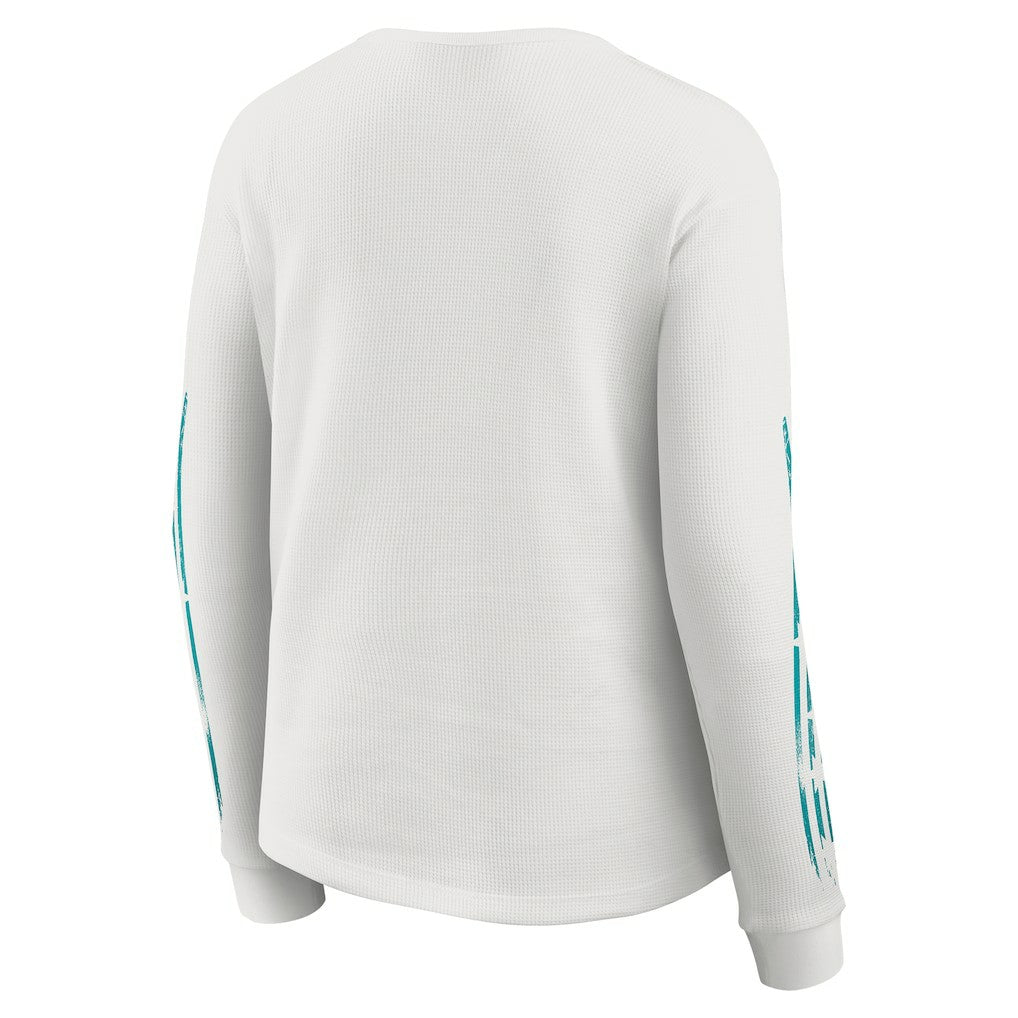 Miami Dolphins WEAR by Erin Andrews Women's Graphic Waffle Long-Sleeve T-Shirt White - NFL