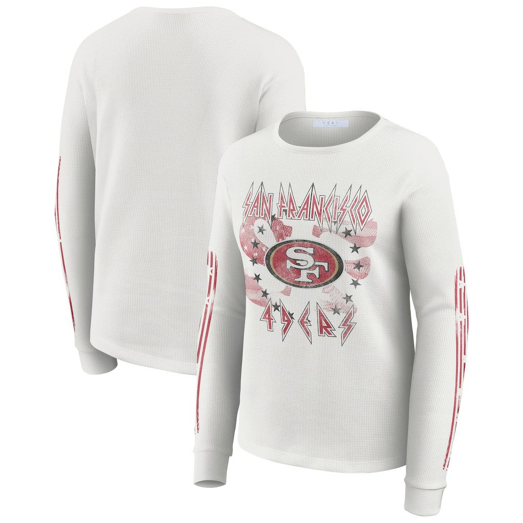 San Francisco 49ers WEAR by Erin Andrews Women's Graphic Waffle Long-Sleeve T-Shirt White - NFL