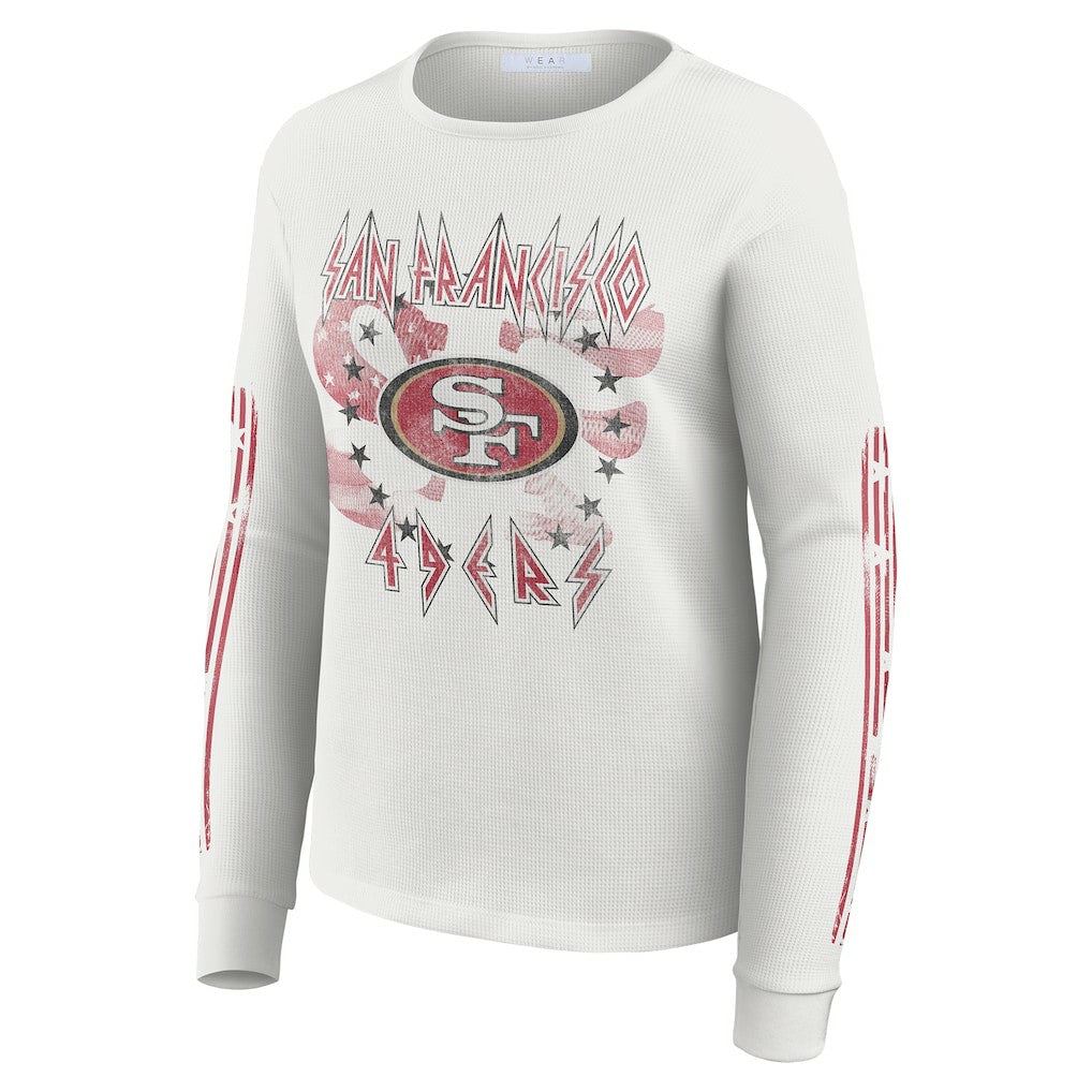 San Francisco 49ers WEAR by Erin Andrews Women's Graphic Waffle Long-Sleeve T-Shirt White - NFL
