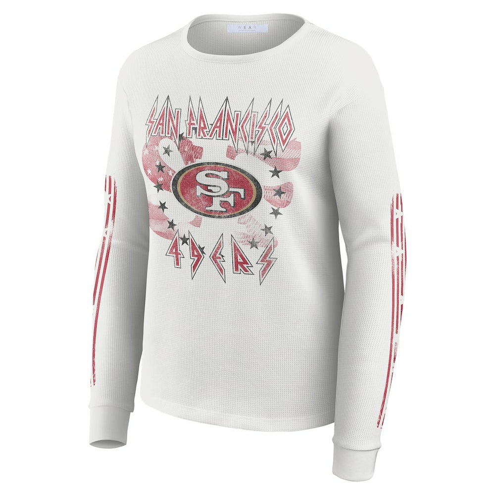 San Francisco 49ers WEAR by Erin Andrews Women's Graphic Waffle Long-Sleeve T-Shirt White - NFL