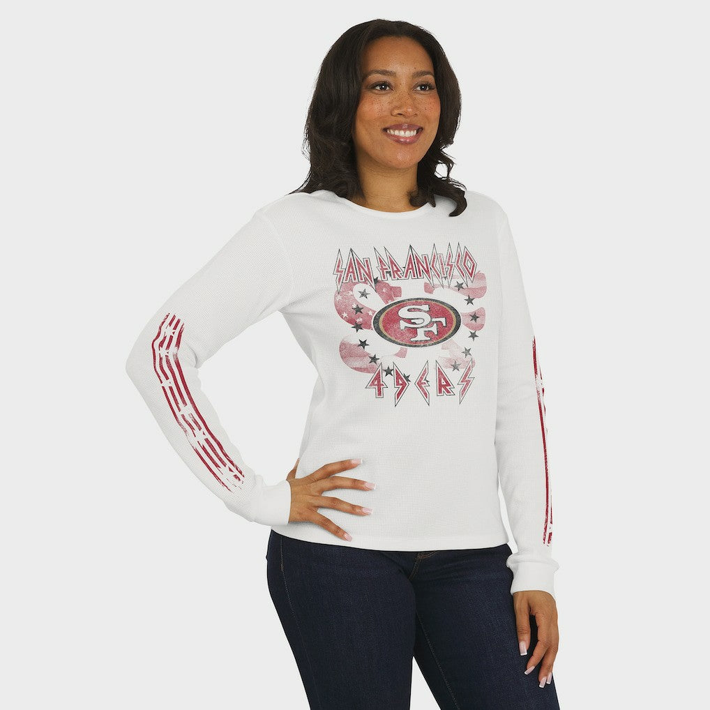 San Francisco 49ers WEAR by Erin Andrews Women's Graphic Waffle Long-Sleeve T-Shirt White - NFL