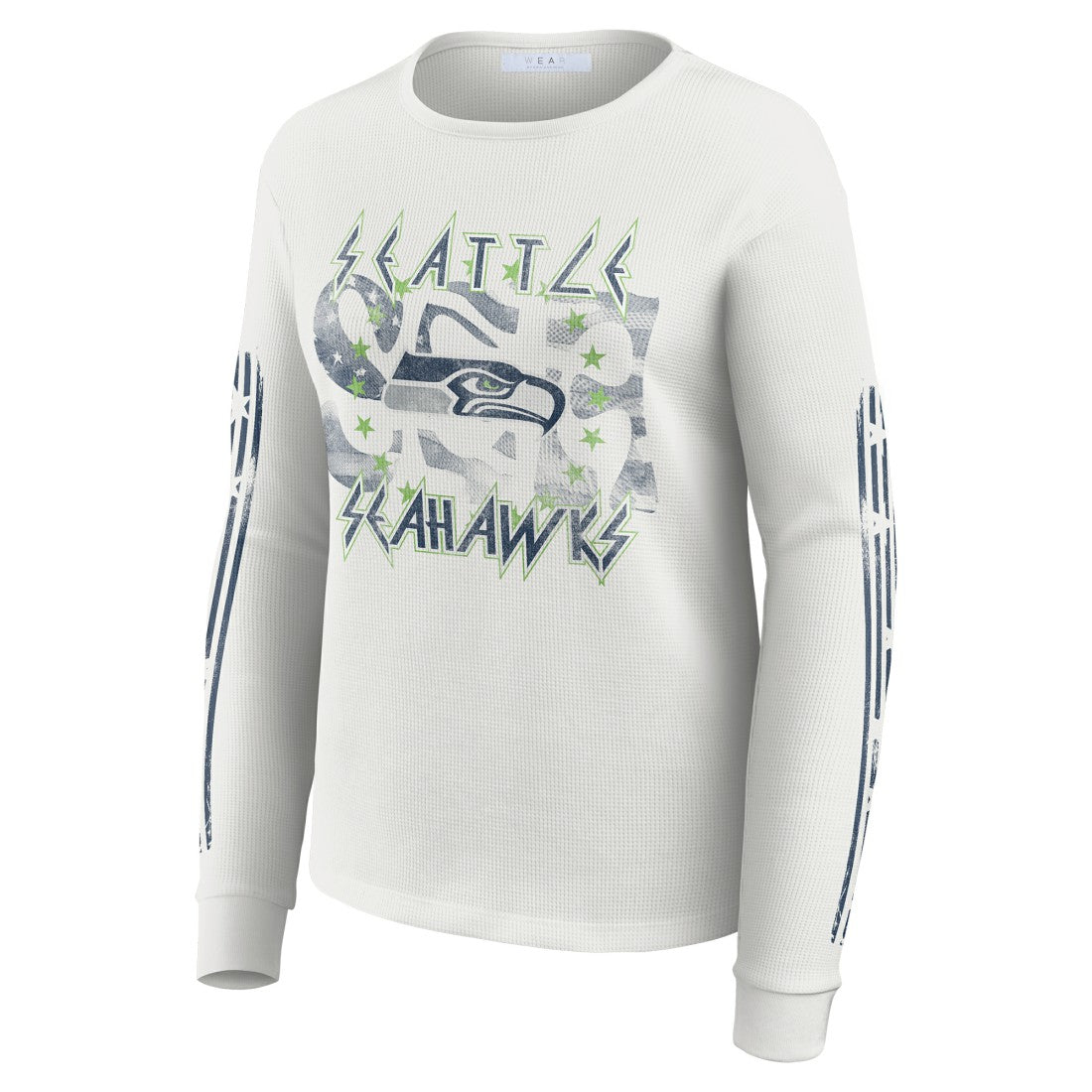 Seattle Seahawks WEAR by Erin Andrews Women's Graphic Waffle Long-Sleeve T-Shirt White - NFL