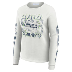 Seattle Seahawks WEAR by Erin Andrews Women's Graphic Waffle Long-Sleeve T-Shirt White - NFL