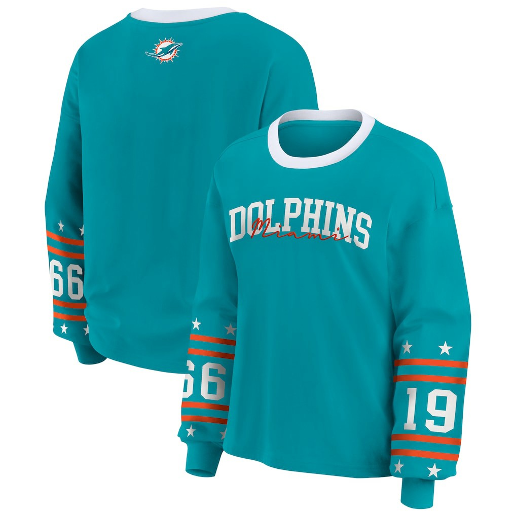 Miami Dolphins WEAR by Erin Andrews Women's Sport Long-Sleeve T-Shirt Aqua - NFL