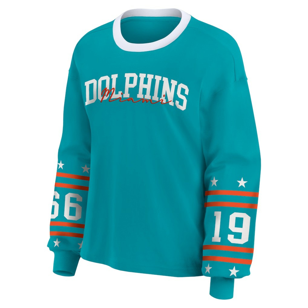 Miami Dolphins WEAR by Erin Andrews Women's Sport Long-Sleeve T-Shirt Aqua - NFL