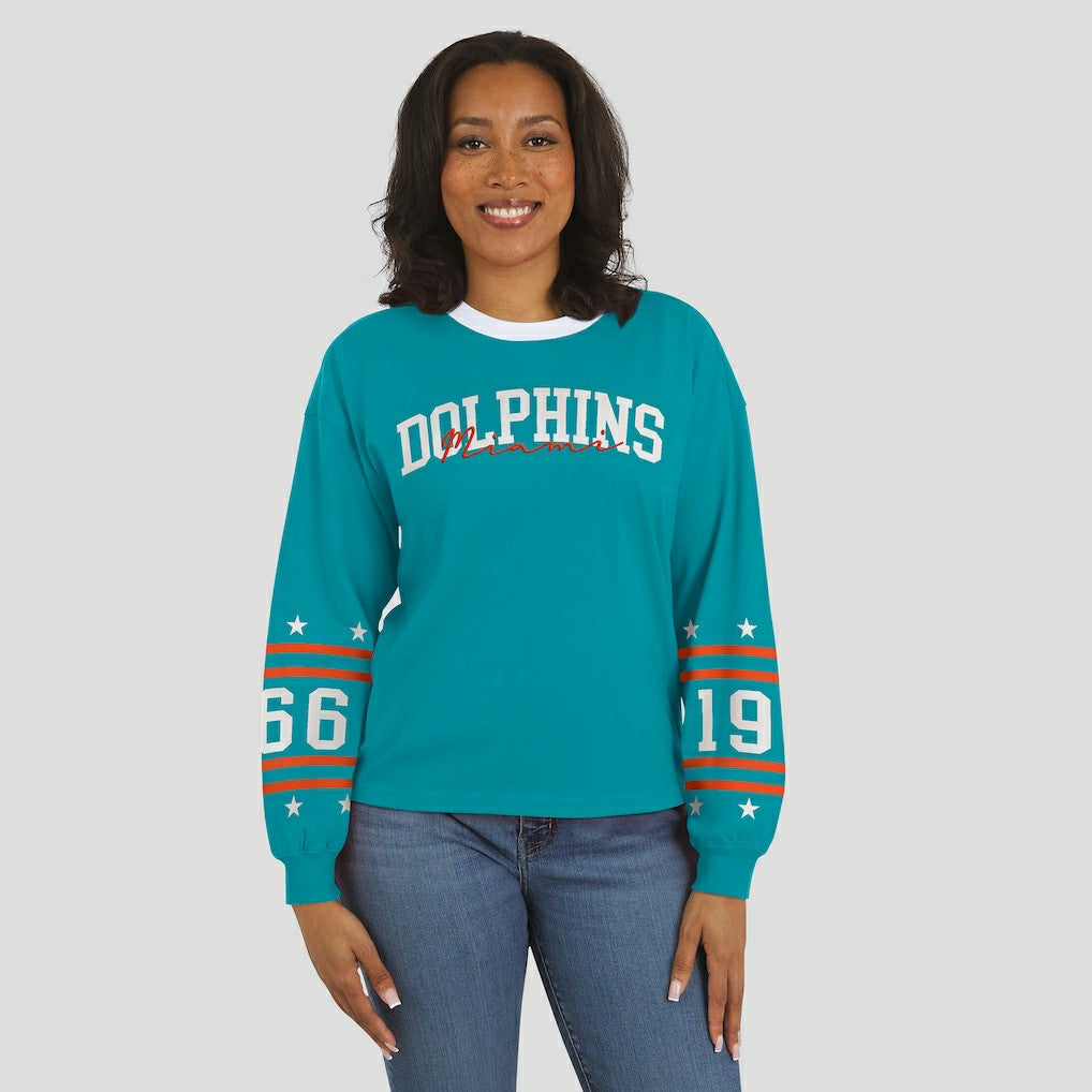 Miami Dolphins WEAR by Erin Andrews Women's Sport Long-Sleeve T-Shirt Aqua - NFL