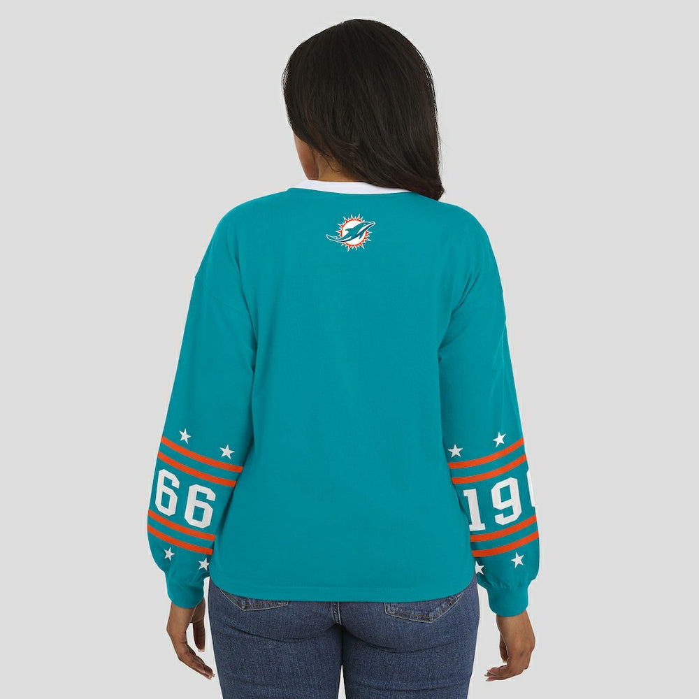 Miami Dolphins WEAR by Erin Andrews Women's Sport Long-Sleeve T-Shirt Aqua - NFL