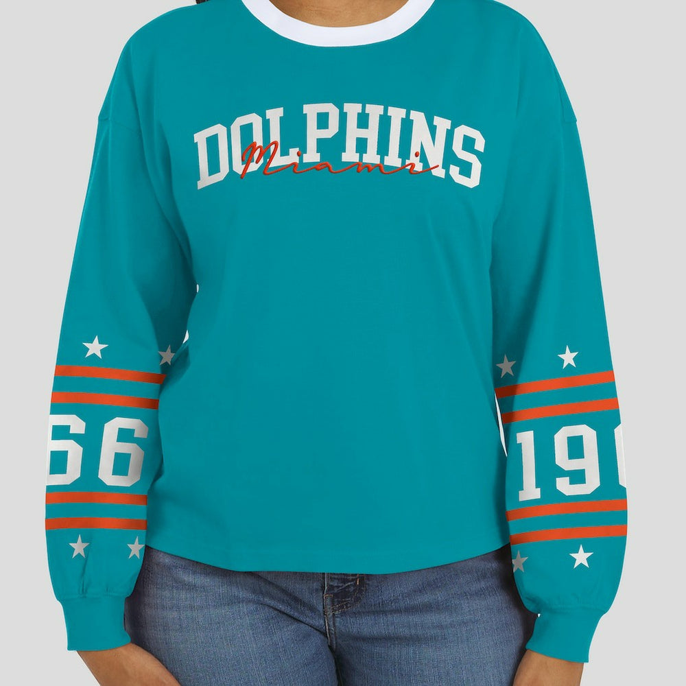 Miami Dolphins WEAR by Erin Andrews Women's Sport Long-Sleeve T-Shirt Aqua - NFL