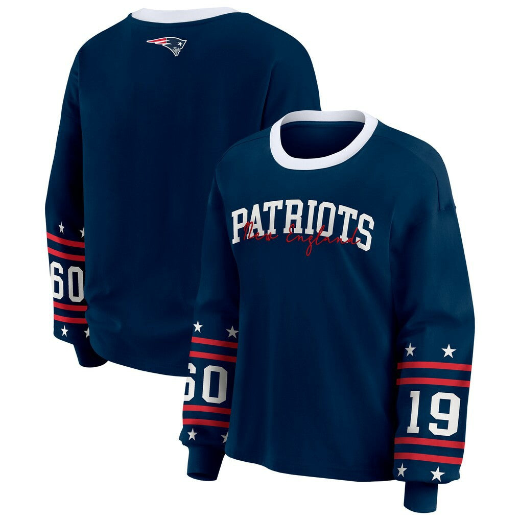 New England Patriots WEAR by Erin Andrews Women's Sport Long-Sleeve T-Shirt Navy - NFL