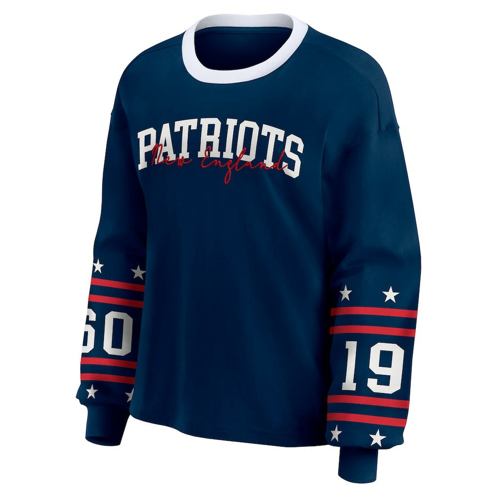 New England Patriots WEAR by Erin Andrews Women's Sport Long-Sleeve T-Shirt Navy - NFL