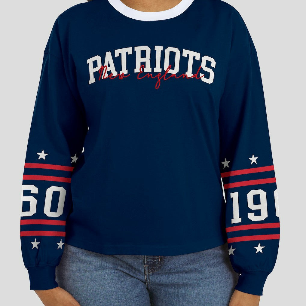 New England Patriots WEAR by Erin Andrews Women's Sport Long-Sleeve T-Shirt Navy - NFL