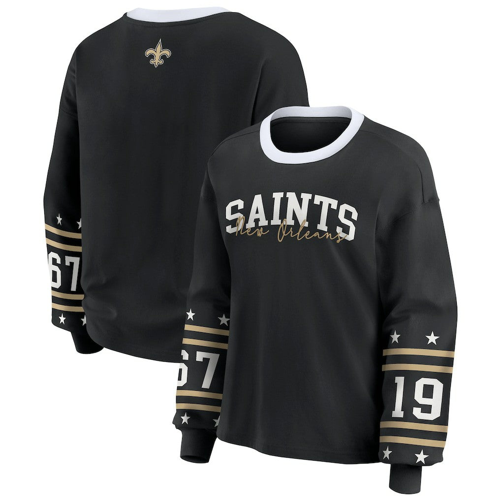 New Orleans Saints WEAR by Erin Andrews Women's Sport Long-Sleeve T-Shirt Black - NFL