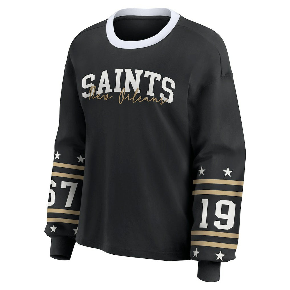 New Orleans Saints WEAR by Erin Andrews Women's Sport Long-Sleeve T-Shirt Black - NFL