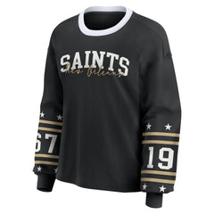 New Orleans Saints WEAR by Erin Andrews Women's Sport Long-Sleeve T-Shirt Black - NFL