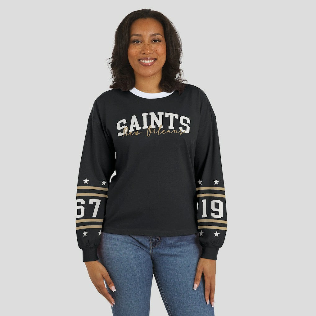 New Orleans Saints WEAR by Erin Andrews Women's Sport Long-Sleeve T-Shirt Black - NFL