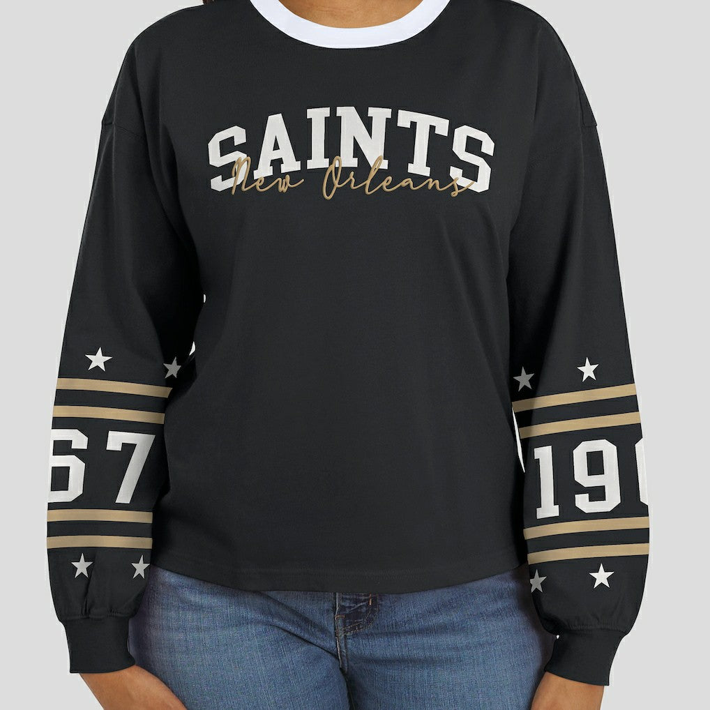 New Orleans Saints WEAR by Erin Andrews Women's Sport Long-Sleeve T-Shirt Black - NFL