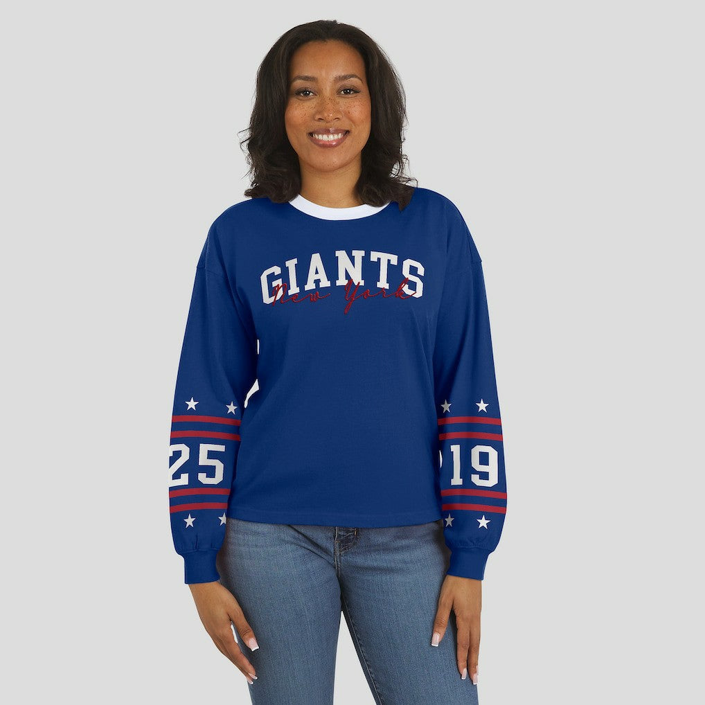 New York Giants WEAR by Erin Andrews Women's Sport Long-Sleeve T-Shirt Royal - NFL