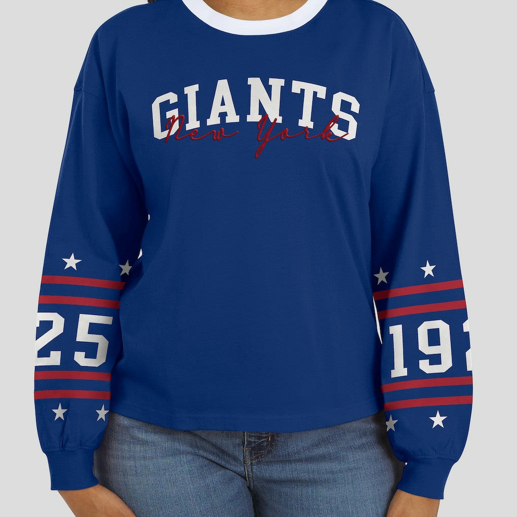 New York Giants WEAR by Erin Andrews Women's Sport Long-Sleeve T-Shirt Royal - NFL