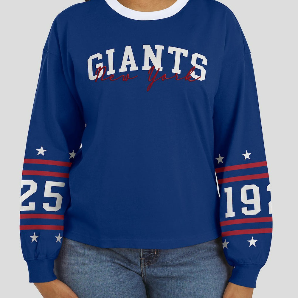 New York Giants WEAR by Erin Andrews Women's Sport Long-Sleeve T-Shirt Royal - NFL