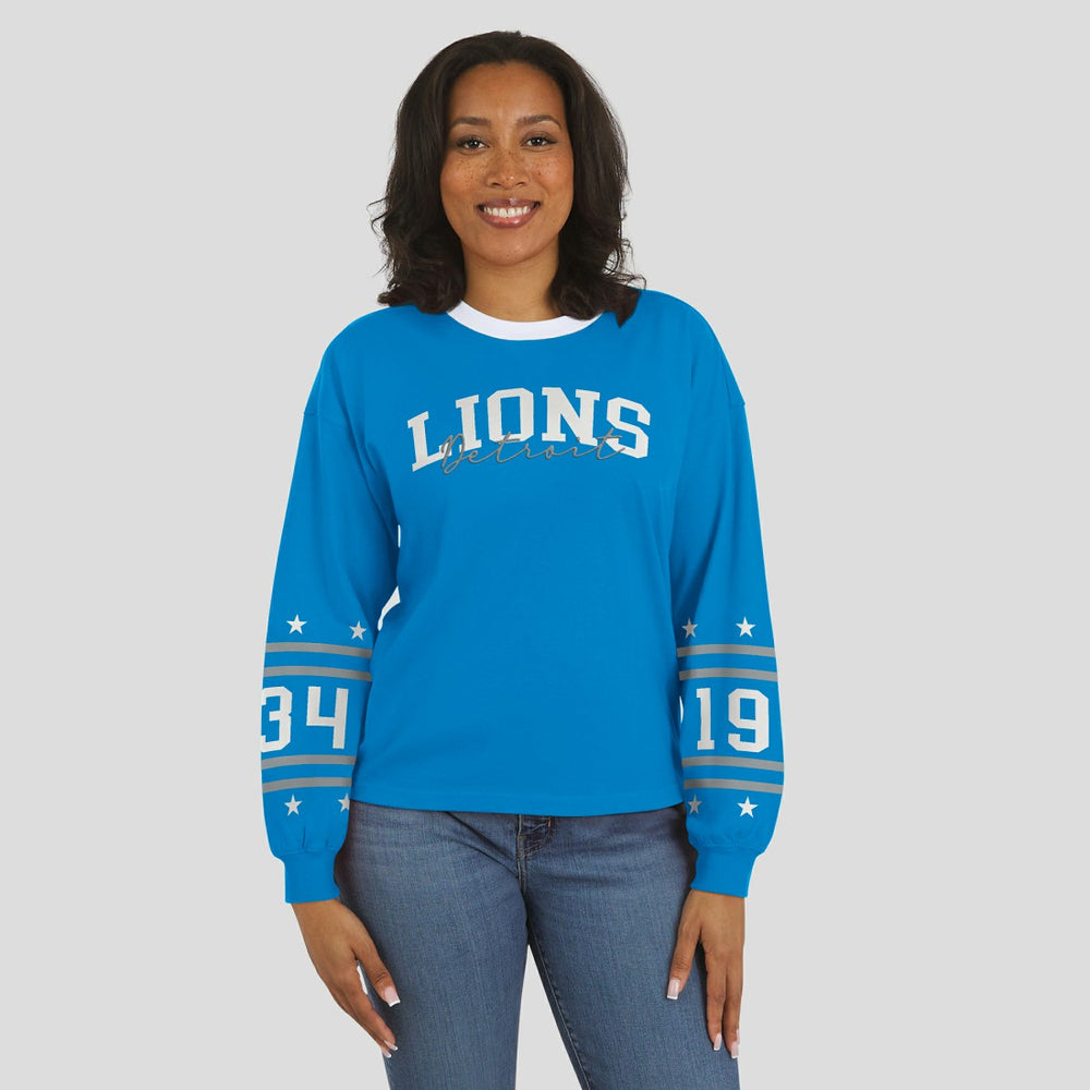 Detroit Lions WEAR by Erin Andrews Women's Sport Long-Sleeve T-Shirt Blue - NFL