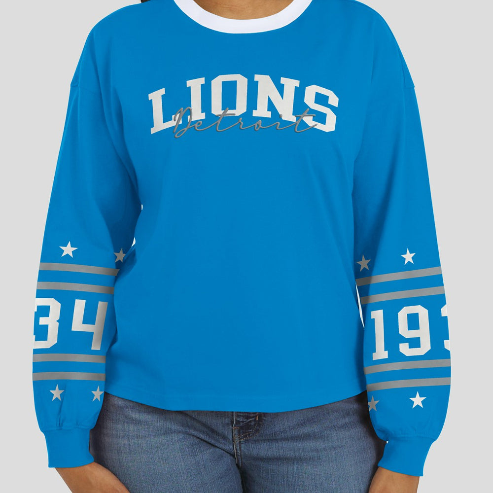 Detroit Lions WEAR by Erin Andrews Women's Sport Long-Sleeve T-Shirt Blue - NFL