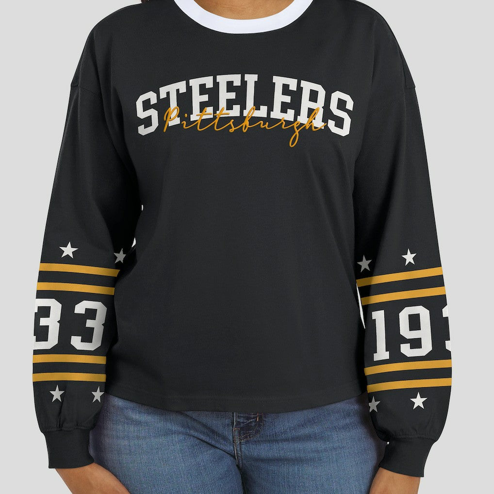 Pittsburgh Steelers WEAR by Erin Andrews Women's Sport Long-Sleeve T-Shirt Black - NFL