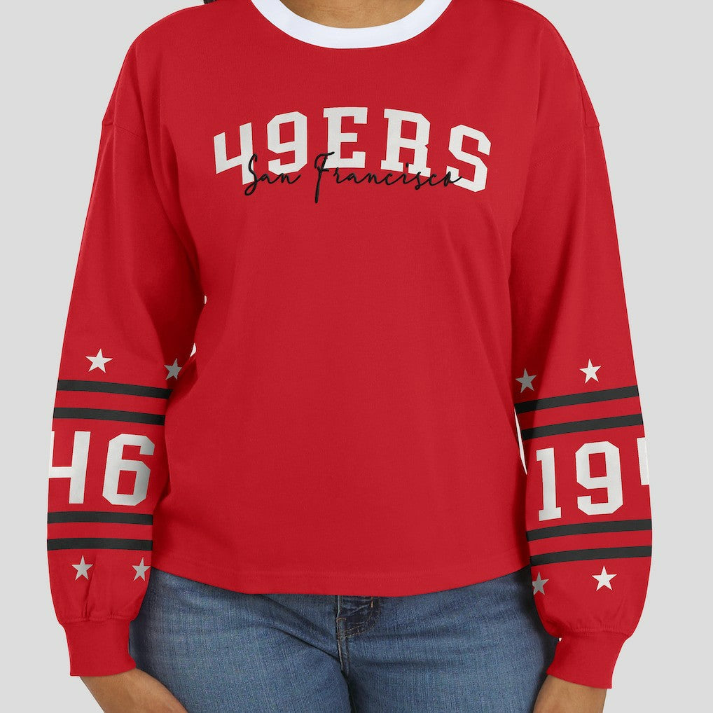 San Francisco 49ers WEAR by Erin Andrews Women's Sport Long-Sleeve T-Shirt Scarlet - NFL