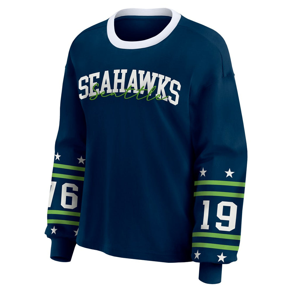 Seattle Seahawks WEAR by Erin Andrews Women's Sport Long-Sleeve T-Shirt College Navy - NFL