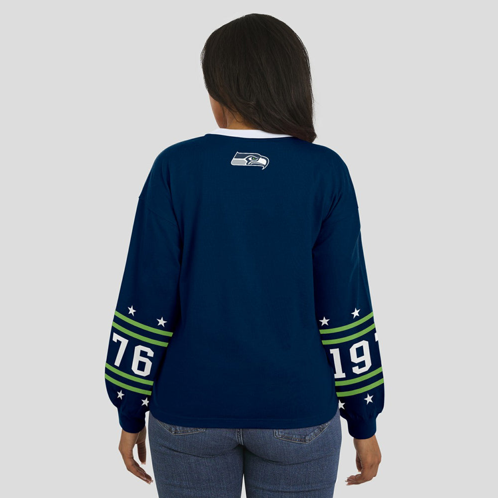 Seattle Seahawks WEAR by Erin Andrews Women's Sport Long-Sleeve T-Shirt College Navy - NFL